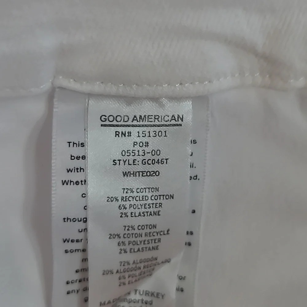 NWT Good American Jeans Women's sz 16 GC046T White Good Classic Ankle High Rise